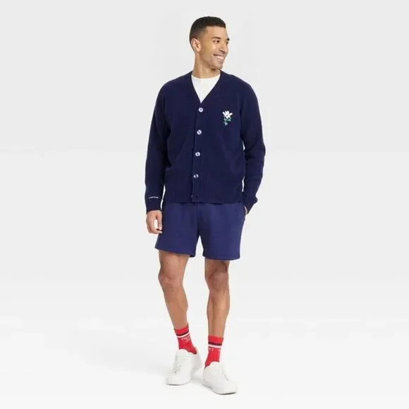 Open Box - Goodfellow & Co - Men's Kindness Blooms Floral Print V Ne Navy Blue - Picture 3 of 4